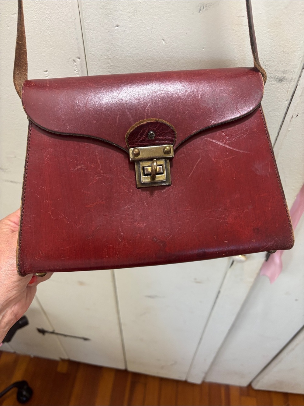 Etienne Aigner Vintage Classic Red Leather Crossbody Shoulder Bag